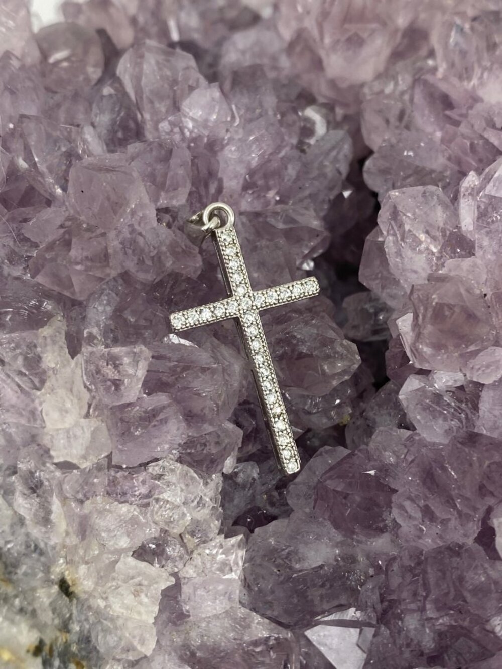 IBB Sterling Silver Cubic Zirconia Pave Cross Pen…